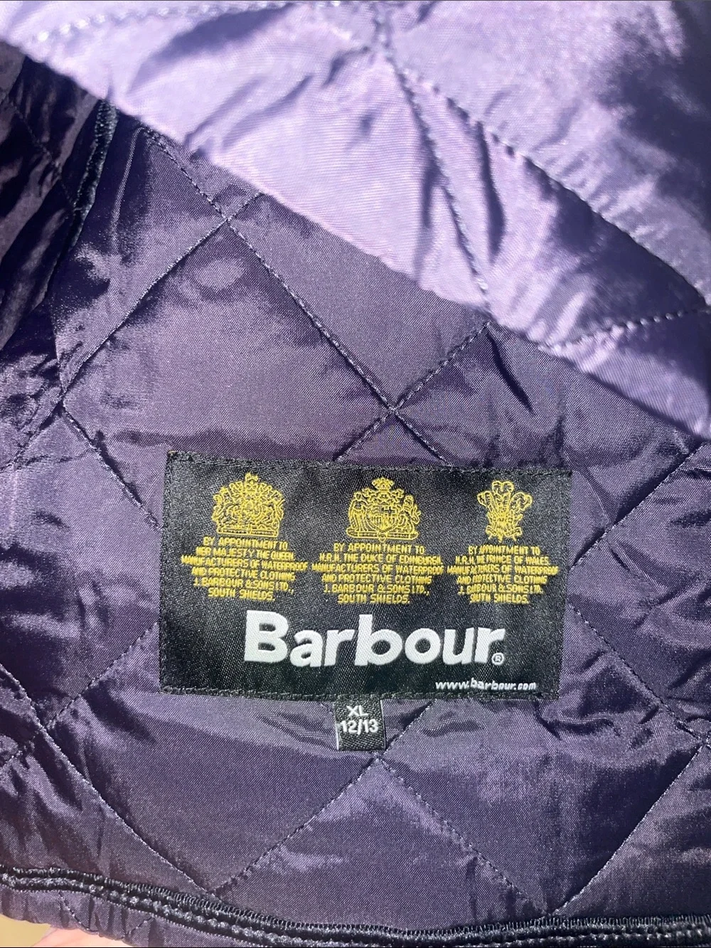 Barbour Boys Navy Quilted Puffer Jacket with Corduroy Collar
